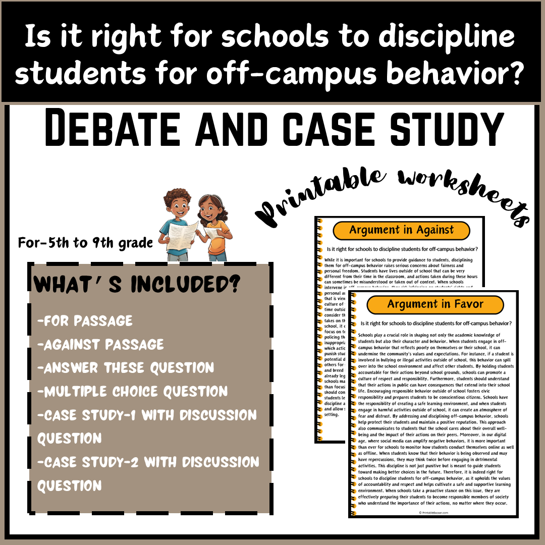 Is it right for schools to discipline students for off-campus behavior? | Debate Case Study Worksheet