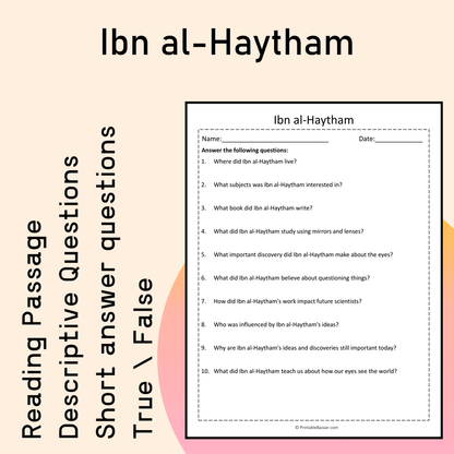 Ibn al-Haytham | Reading Comprehension Passage Printable Activity
