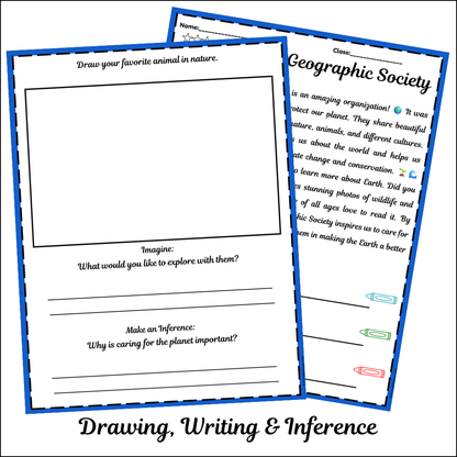 National Geographic Society | Short Reading Comprehension Creative Worksheet