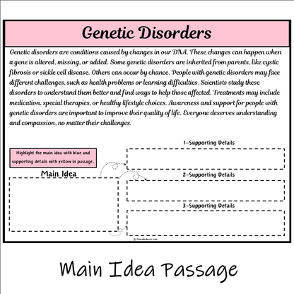 Genetic Disorders | Main Idea and Supporting Details Reading Passage and Questions