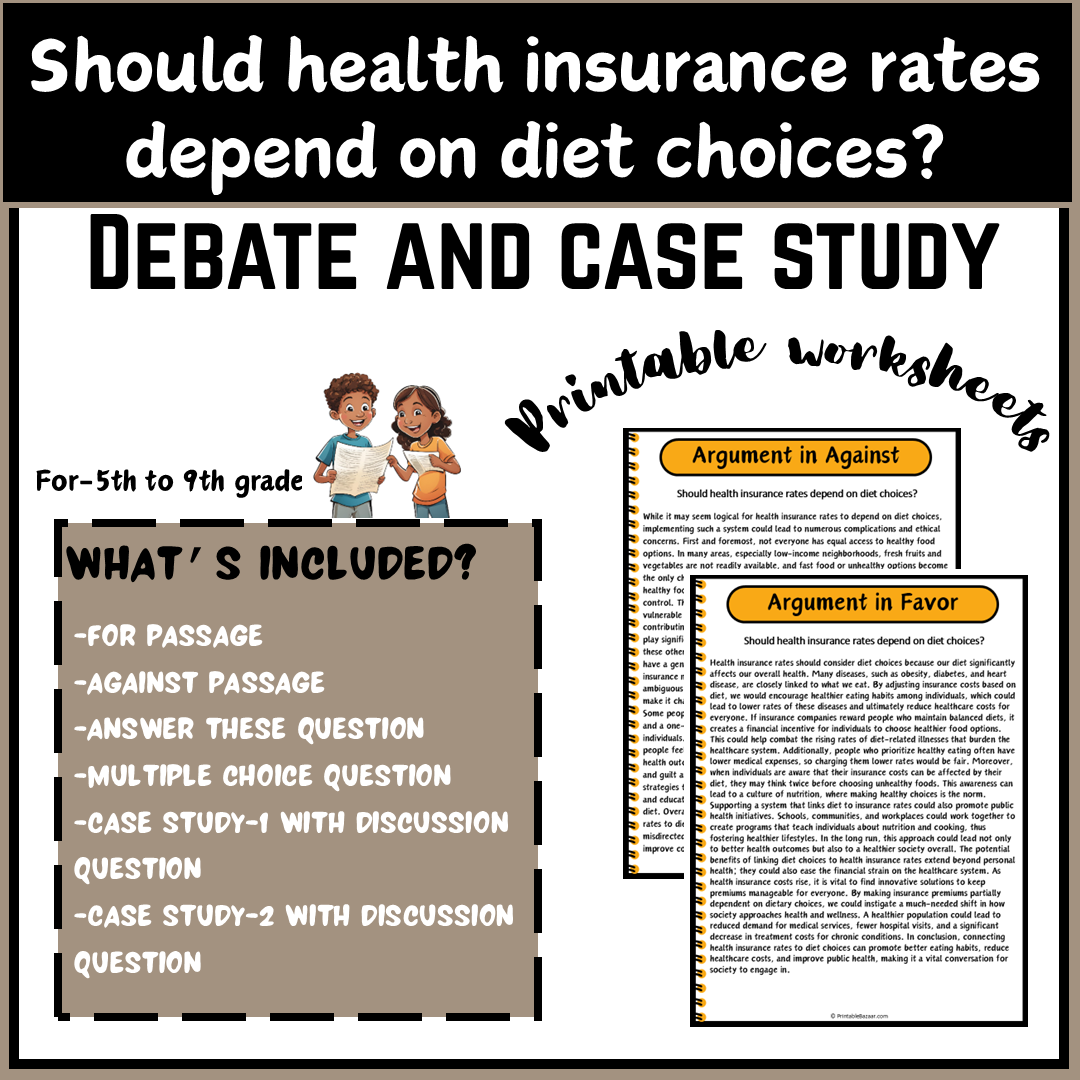 Should health insurance rates depend on diet choices? | Debate Case Study Worksheet