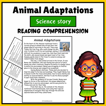 Animal Adaptations | Science Story Reading Comprehension Activity