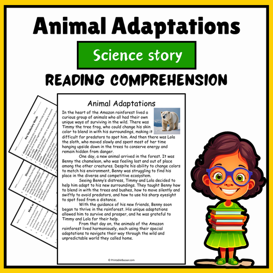 Animal Adaptations | Science Story Reading Comprehension Activity