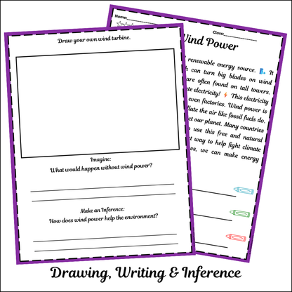 Wind Power | Short Reading Comprehension Creative Worksheet