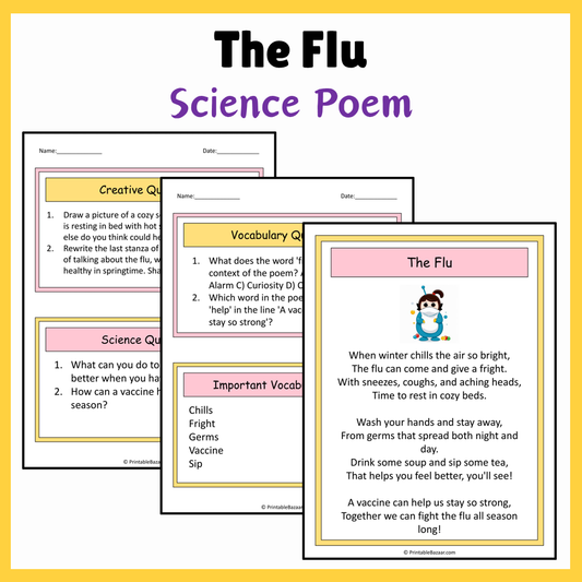 The Flu | Science Poem Reading Comprehension Activity