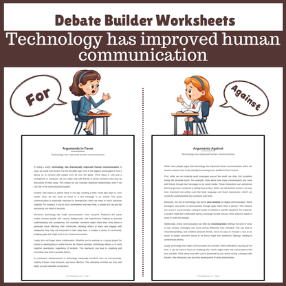 Technology has improved human communication | Favour and Against Worksheet Printable Activity