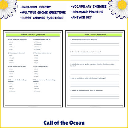 Call of the Ocean | Poem Grammar Worksheet Printable Activity