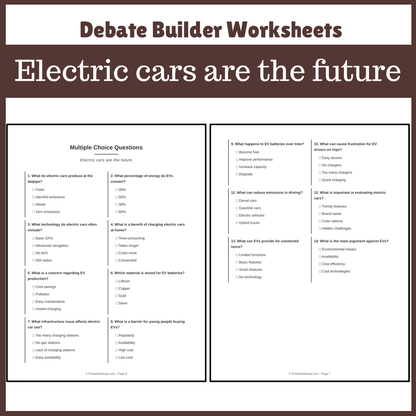 Electric cars are the future | Favour and Against Worksheet Printable Activity