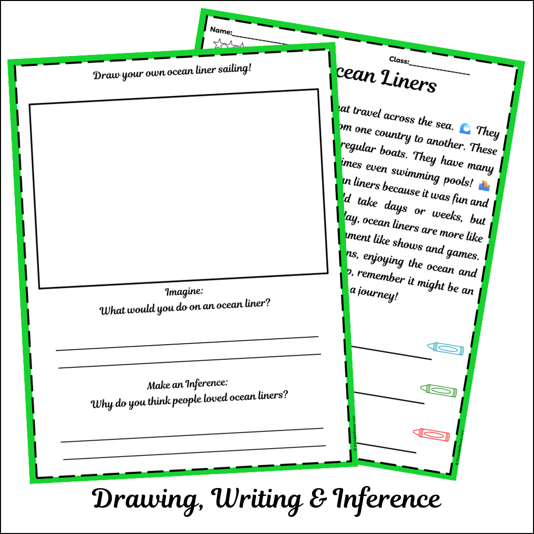Ocean Liners | Short Reading Comprehension Creative Worksheet