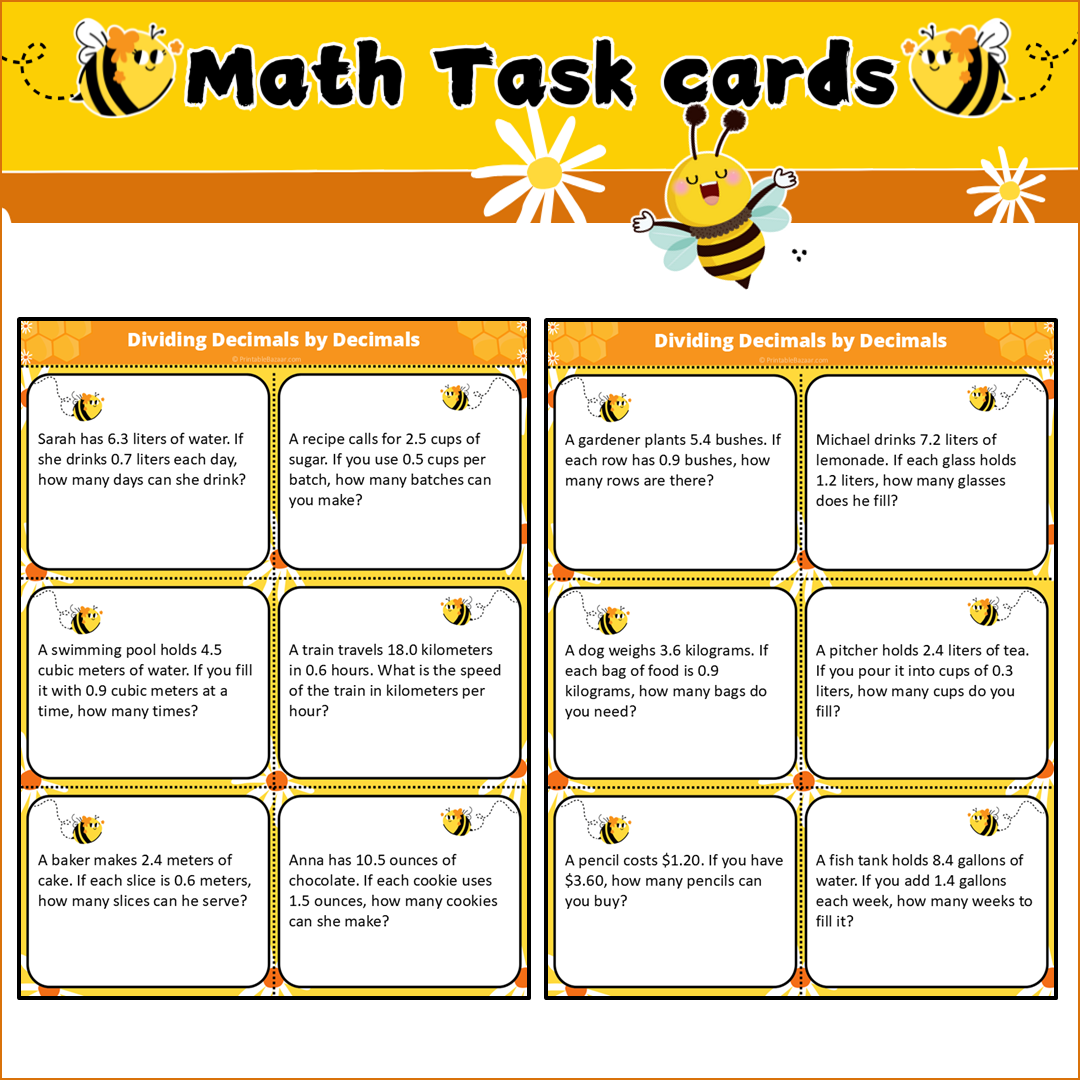 Dividing Decimals by Decimals | Math Task Cards