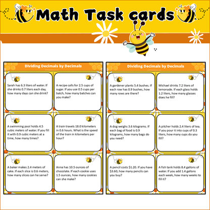 Dividing Decimals by Decimals | Math Task Cards