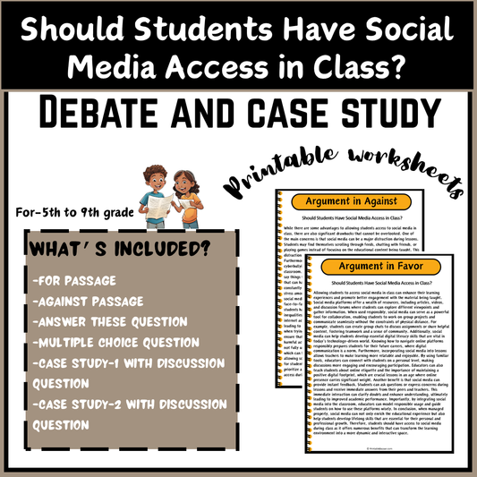 Should Students Have Social Media Access in Class? | Debate Case Study Worksheet