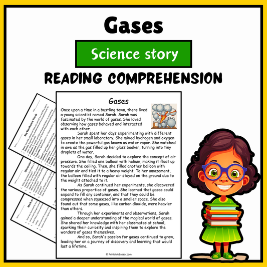Gases | Science Story Reading Comprehension Activity