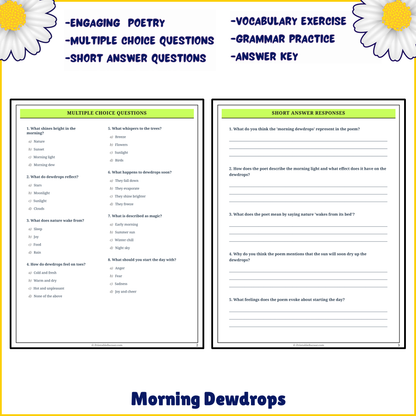 Morning Dewdrops | Poem Grammar Worksheet Printable Activity