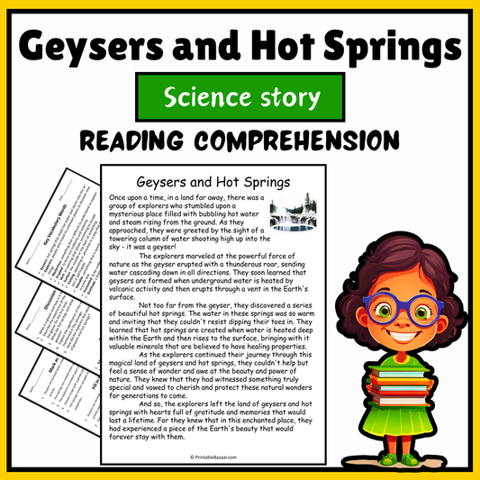 Geysers and Hot Springs | Science Story Reading Comprehension Activity