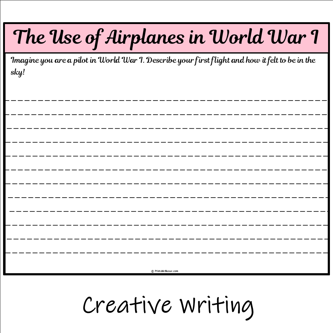 The Use of Airplanes in World War I | Main Idea and Supporting Details Reading Passage and Questions