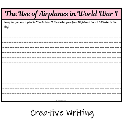 The Use of Airplanes in World War I | Main Idea and Supporting Details Reading Passage and Questions