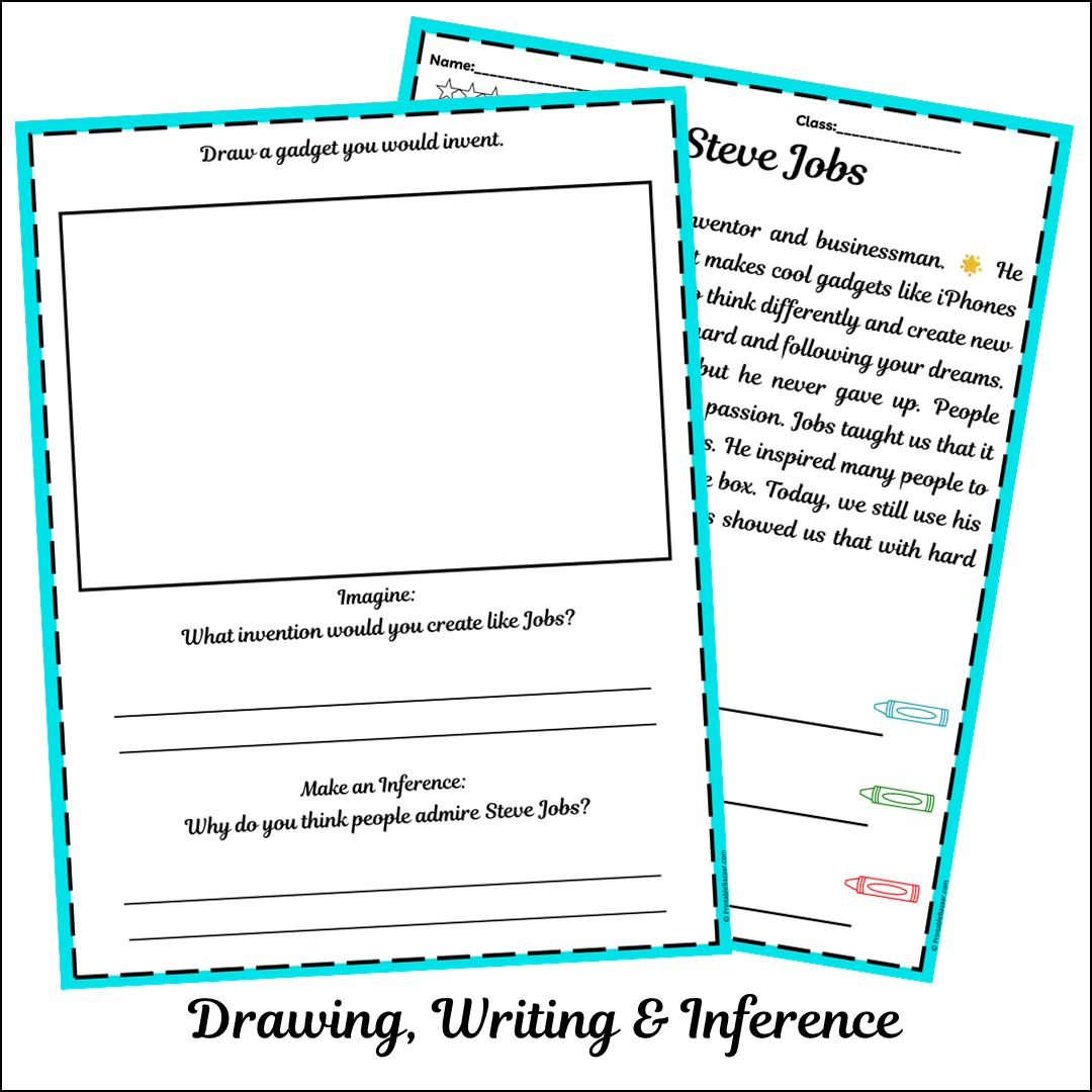 Steve Jobs | Short Reading Comprehension Creative Worksheet