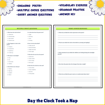 Day the Clock Took a Nap | Poem Grammar Worksheet Printable Activity