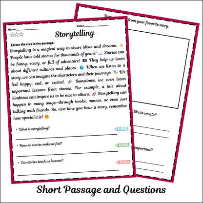 Storytelling | Short Reading Comprehension Creative Worksheet