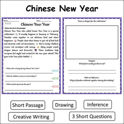 Chinese New Year | Short Reading Comprehension Creative Worksheet