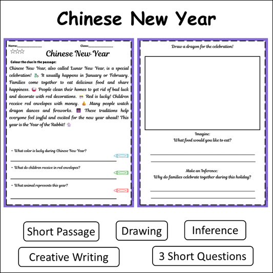 Chinese New Year | Short Reading Comprehension Creative Worksheet