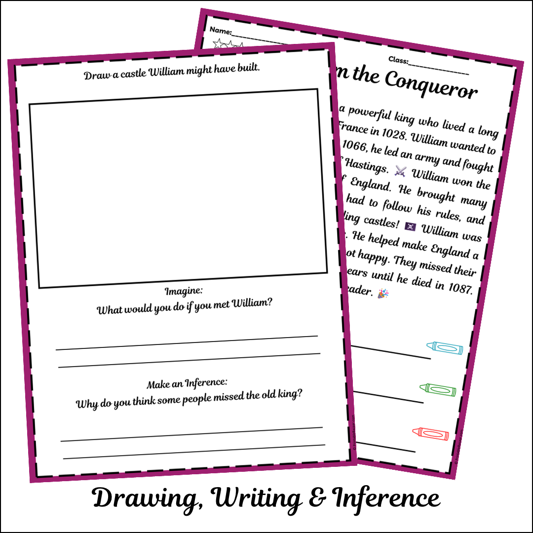 William the Conqueror | Short Reading Comprehension Creative Worksheet