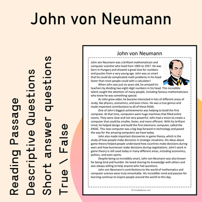 John von Neumann | Reading Comprehension Passage Printable Activity