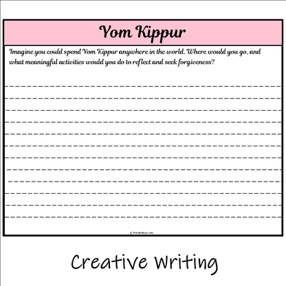 Yom Kippur | Main Idea and Supporting Details Reading Passage and Questions