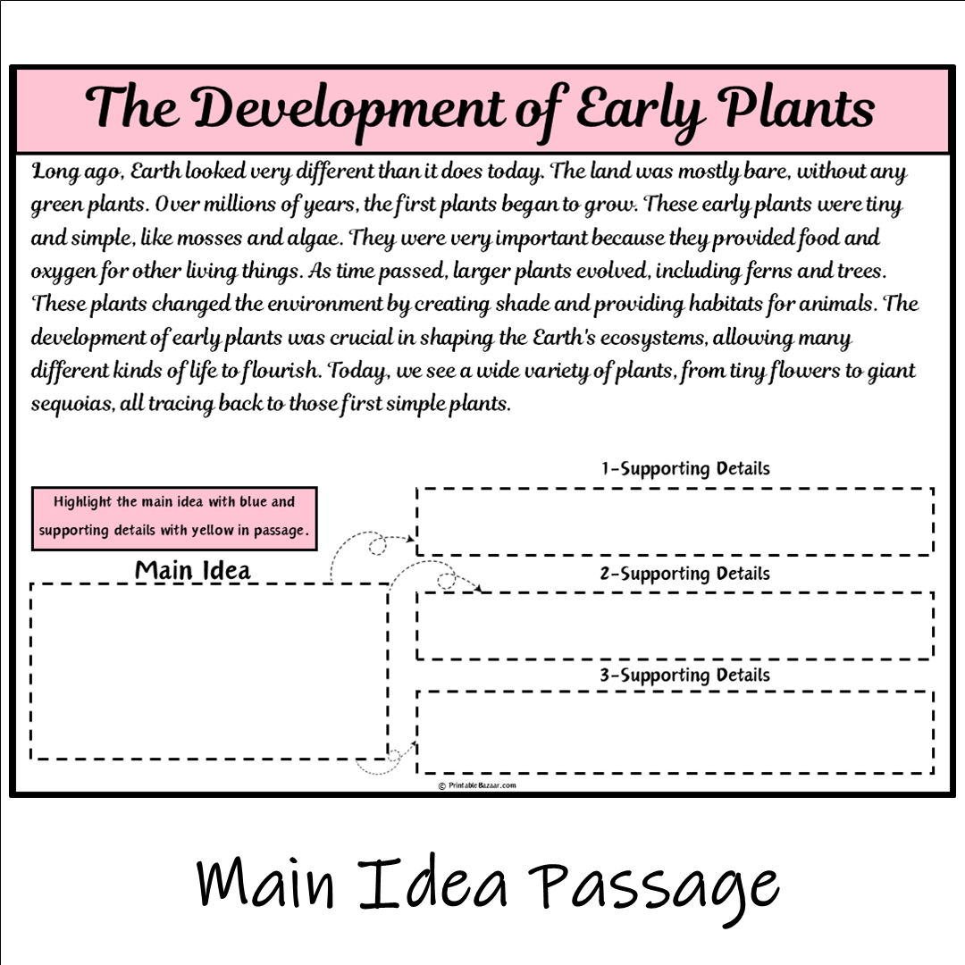 The Development of Early Plants | Main Idea and Supporting Details Reading Passage and Questions