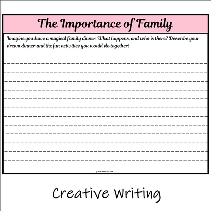 The Importance of Family | Main Idea and Supporting Details Reading Passage and Questions