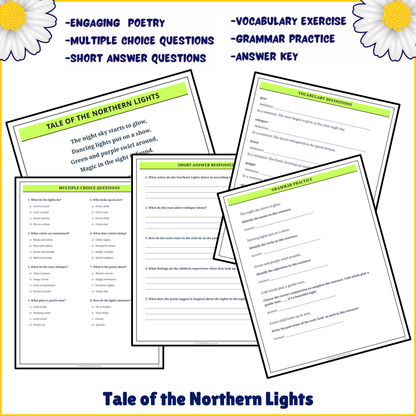 Tale of the Northern Lights | Poem Grammar Worksheet Printable Activity