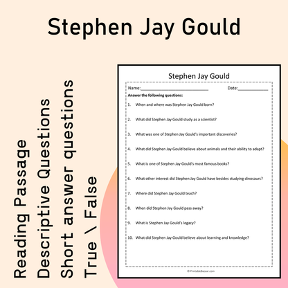 Stephen Jay Gould | Reading Comprehension Passage Printable Activity