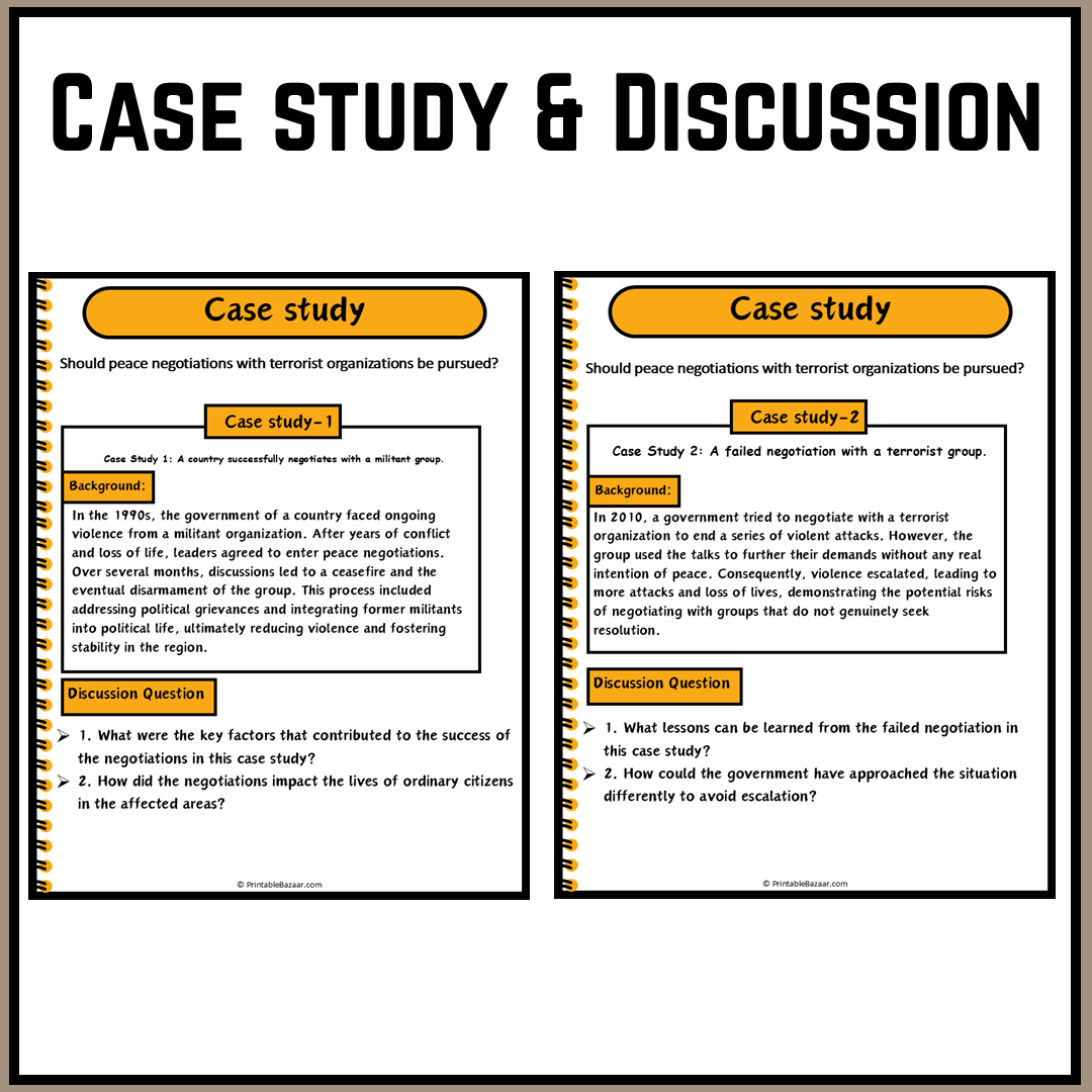 Should peace negotiations with terrorist organizations be pursued? | Debate Case Study Worksheet