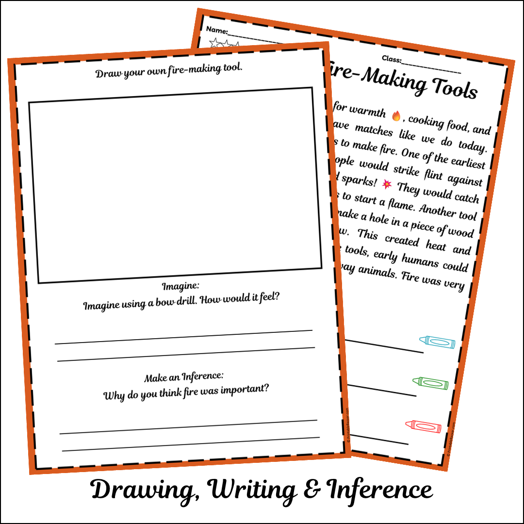 Early Fire-Making Tools | Short Reading Comprehension Creative Worksheet