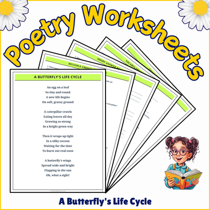 A Butterfly's Life Cycle | Poem Grammar Worksheet Printable Activity