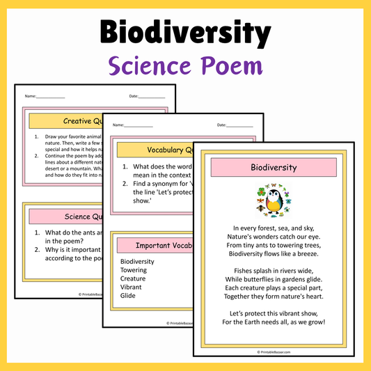 Biodiversity | Science Poem Reading Comprehension Activity