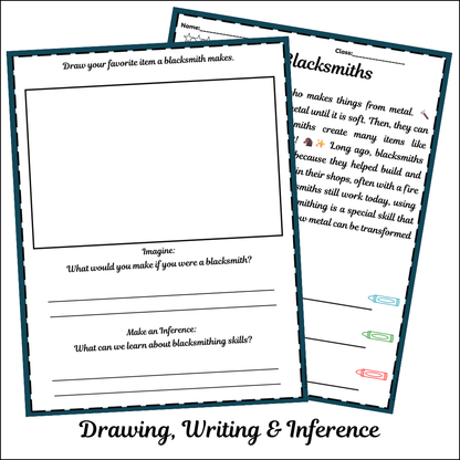 Blacksmiths | Short Reading Comprehension Creative Worksheet