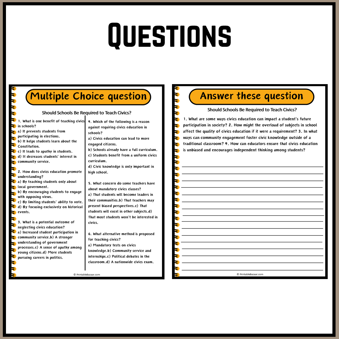 Should Schools Be Required to Teach Civics? | Debate Case Study Worksheet