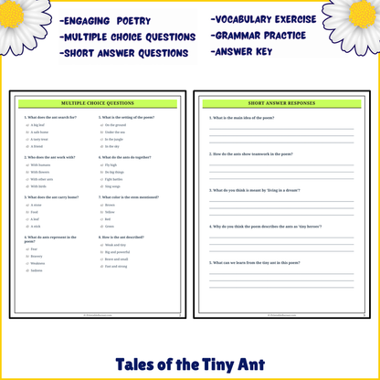 Tales of the Tiny Ant | Poem Grammar Worksheet Printable Activity