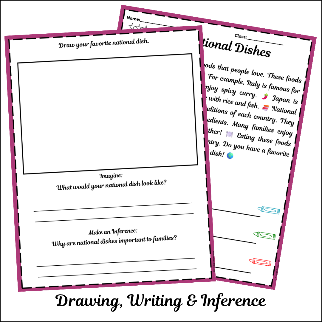 National Dishes | Short Reading Comprehension Creative Worksheet