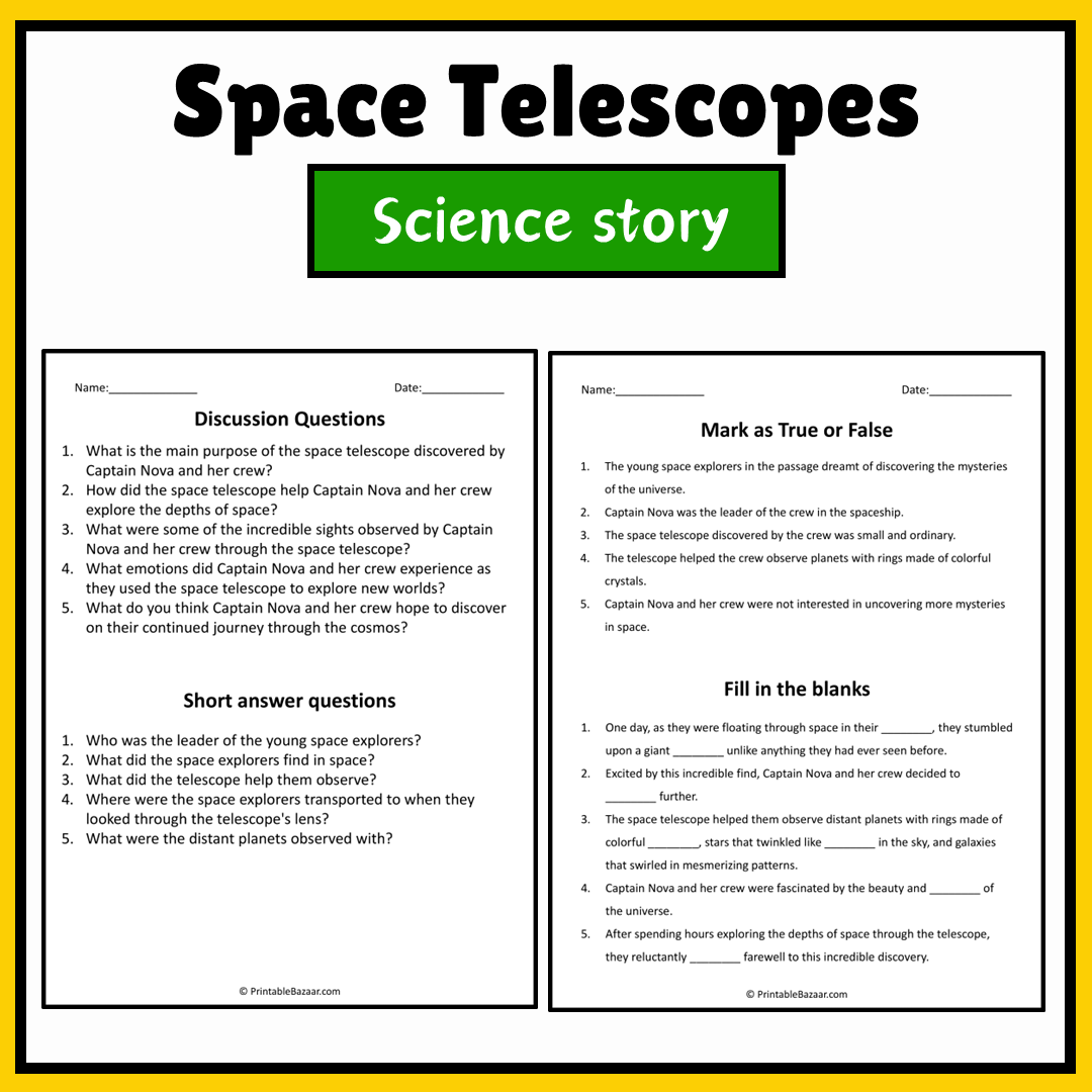 Space Telescopes | Science Story Reading Comprehension Activity