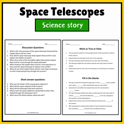 Space Telescopes | Science Story Reading Comprehension Activity