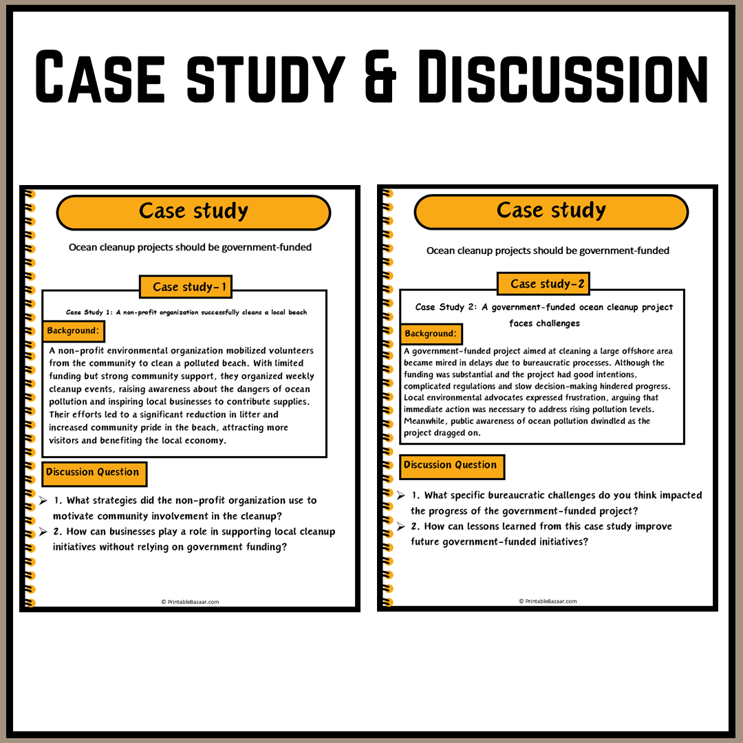 Ocean cleanup projects should be government-funded | Debate Case Study Worksheet