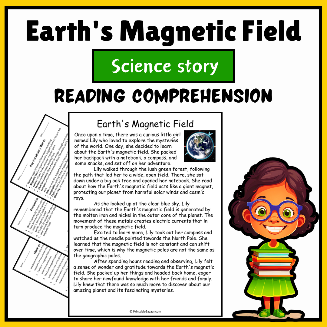 Earth's Magnetic Field | Science Story Reading Comprehension Activity
