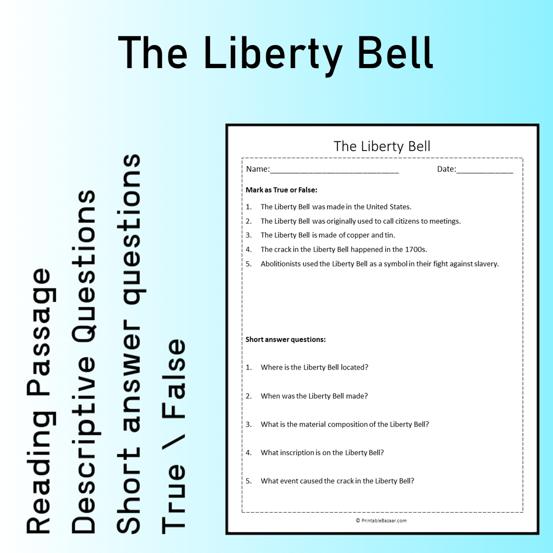 The Liberty Bell | Reading Comprehension Passage Printable Worksheet