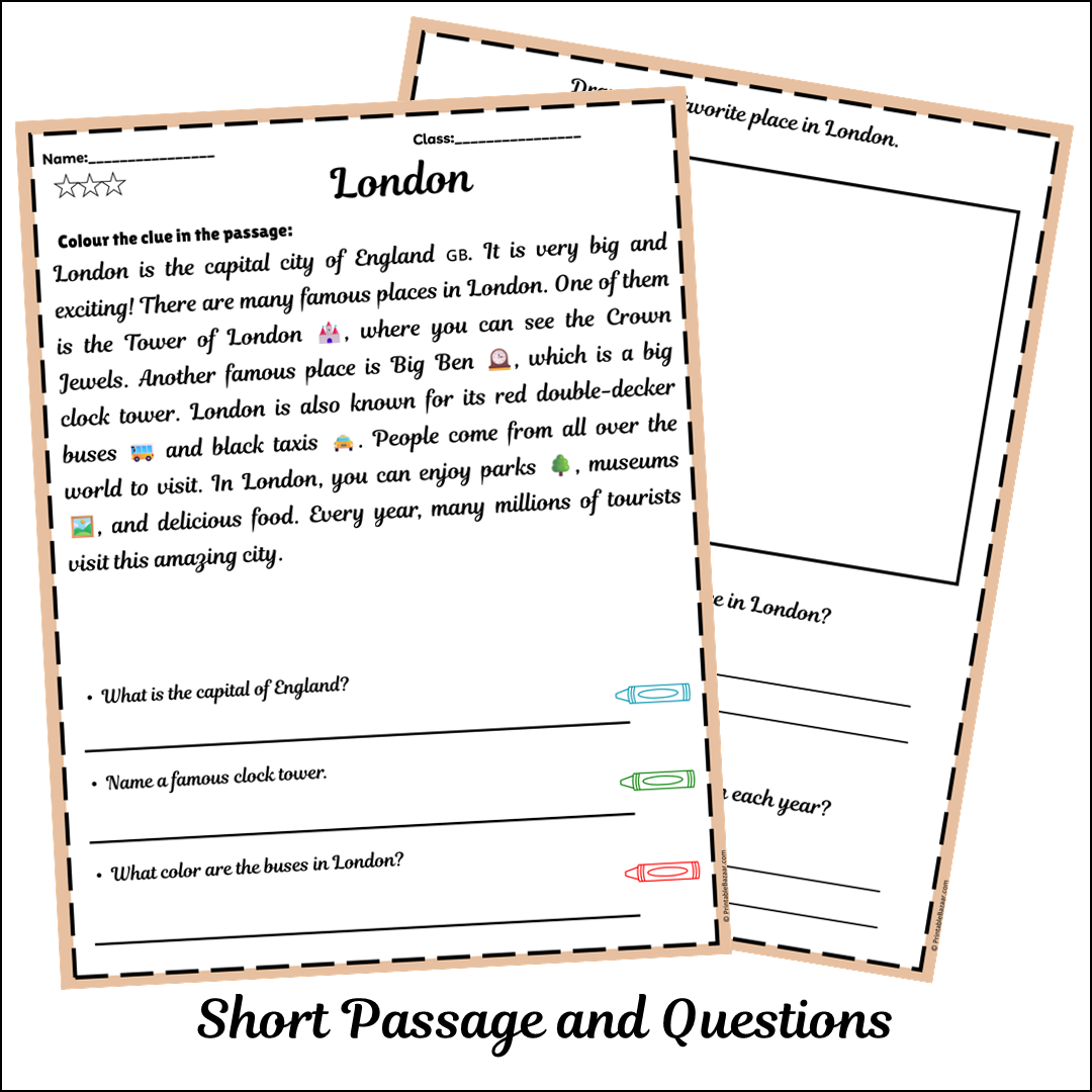 London | Short Reading Comprehension Creative Worksheet