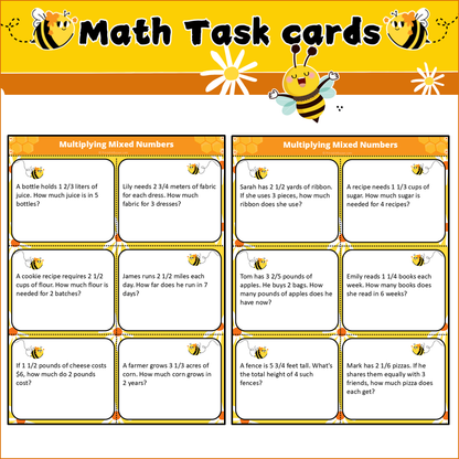 Multiplying Mixed Numbers | Math Task Cards