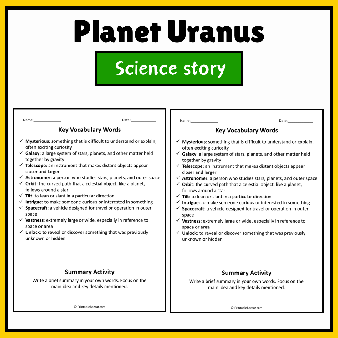 Planet Uranus | Science Story Reading Comprehension Activity