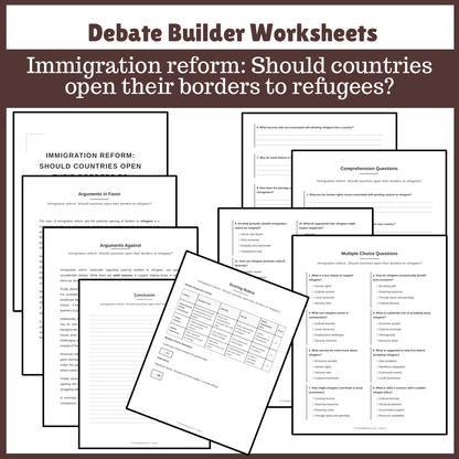Immigration reform: Should countries open their borders to refugees? | Favour and Against Worksheet Printable Activity